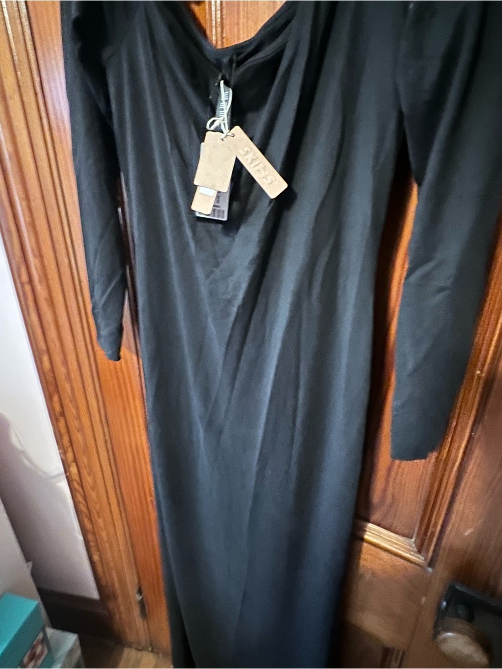 SKIMS Black Long-Sleeve Scoop Neck Maxi Dress - Picture 5 of 8